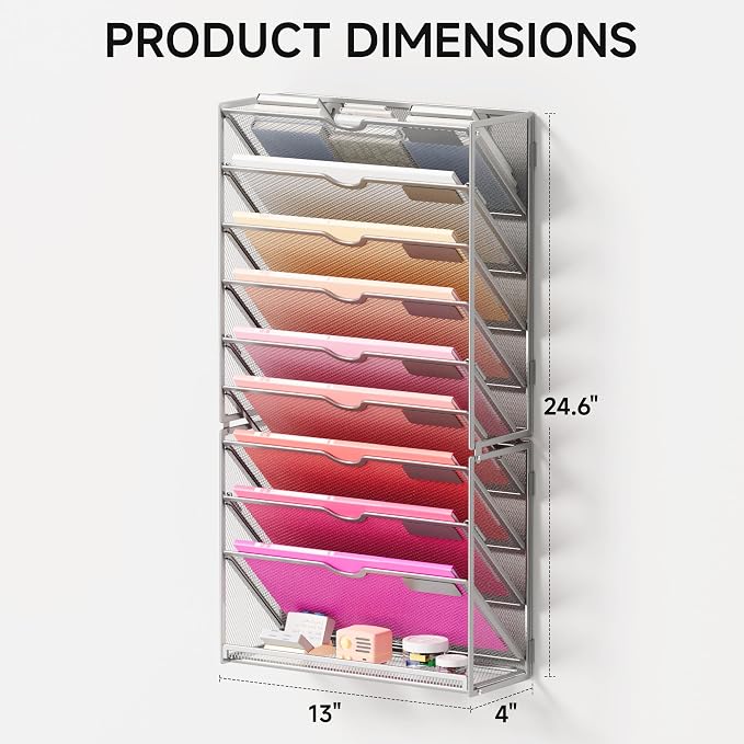 Lavatino 10-Tier Hanging Wall File Folders Organizer - Image 4