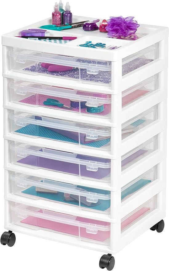 IRIS USA Rolling Cart with Drawers |Made in USA| 6-Tier Cases by IRISUSA