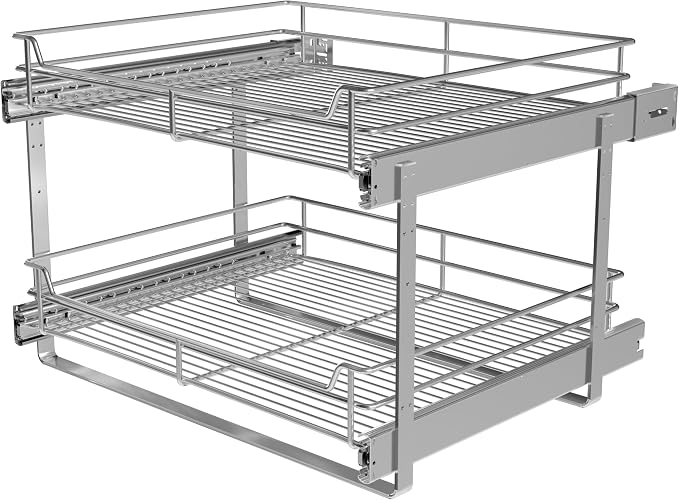 2-Tier Cabinet Pull Out Shelves, Slide Out Shelves by JOWBOOW