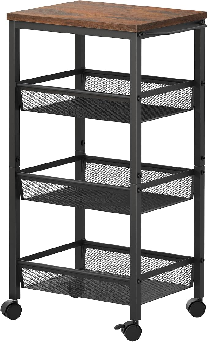 Hoctieon Rolling Storage Cart, 4-Tier Wide Panel Kitchen Storage Cart, Utility - Image 9