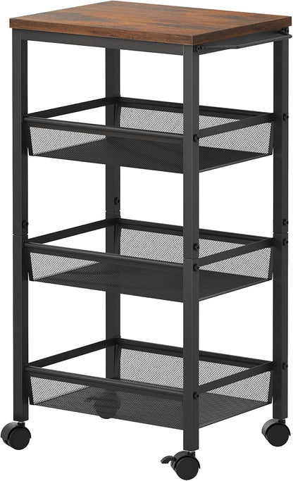Hoctieon Rolling Storage Cart, 4-Tier Wide Panel Kitchen Storage Cart, Utility - Image 9