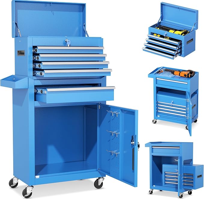 INTERGREAT Rolling Tool Chest, 5-Drawer Tool Box Organizer, Lockable Wheels & by INTERGREAT
