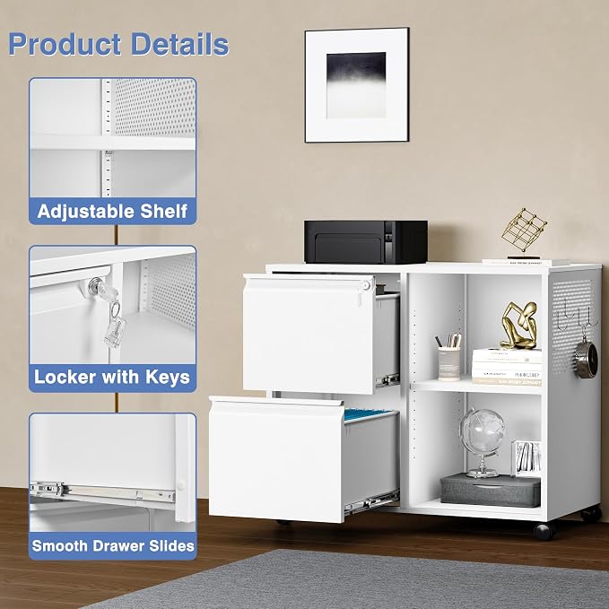 Metal File Cabinet, Lockable Lateral Filing Cabinet - Image 5