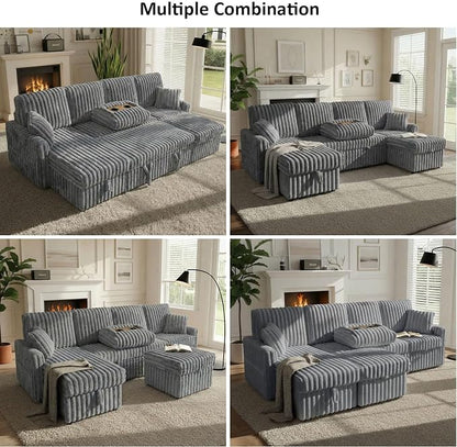 104" U Shaped Sleeper Sofa Bed, Sectional Couches - Image 7