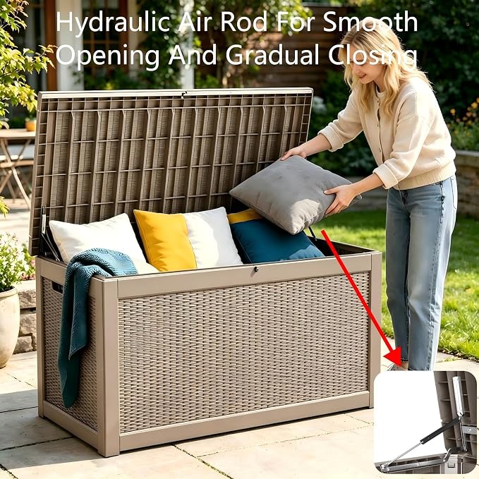 320 Gallon Waterproof Outdoor Storage Box, Lockable Deck Box - Image 6