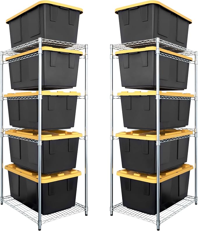 SafeRacks 2 Pack 5-Tier Steel Tote Rack by SafeRacks