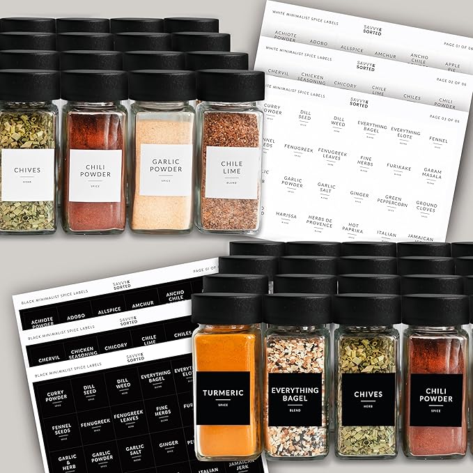 SAVVY & SORTED Glass Spice Jars - 4 Oz Spice Containers with 374 Minimalist - Image 4