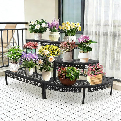 3 Tier Metal Plant Stand, Corner Flower Pot Holder Rack, Stair-Step Style - Image 5
