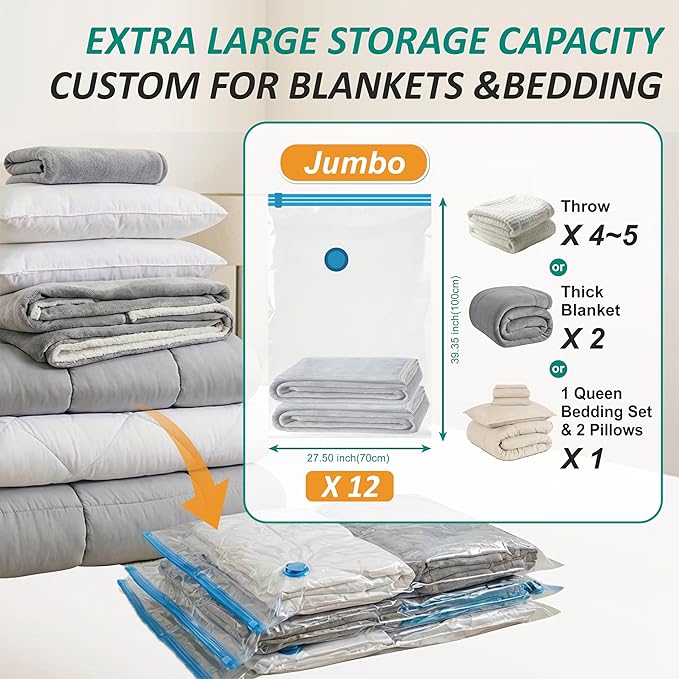 Cozy Essential Vacuum Storage Bags, 80% Compression Vacuum Seal Space Saver - Image 3