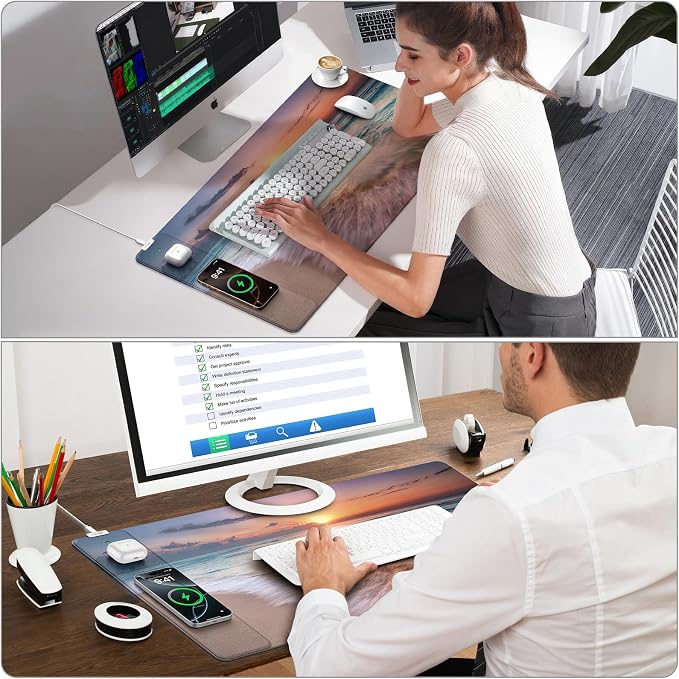 Wireless Charging Mouse Pad, 31.5"x15.8" Large Gaming Desk Mat - Image 4