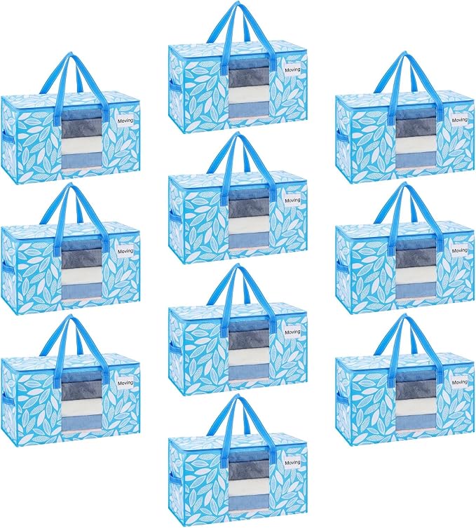 VENO 10 Pack Pack Heavy Duty Moving Bags, Clothes and Comforter Storage Bags by Veno