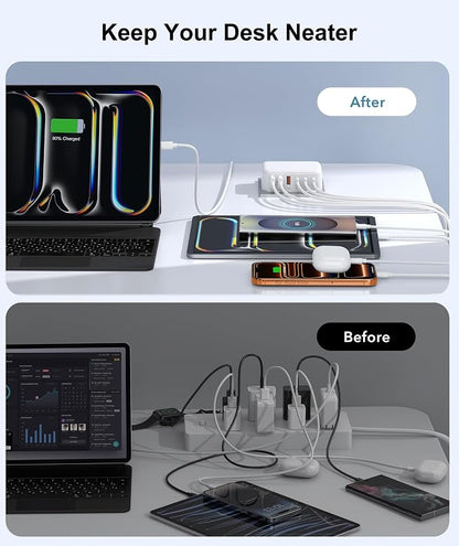 Fast Charger Block, GaN 6 Port USB C Charging Station Hub Cube, 100W Multiport - Image 7