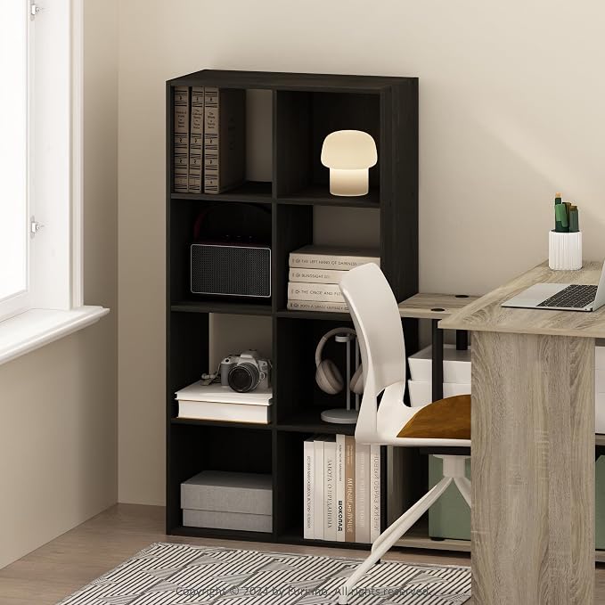 Furinno PELLI Book Shelf, 8-Cube Bookshelf, Horizontal Cube Storage Organizer - Image 2