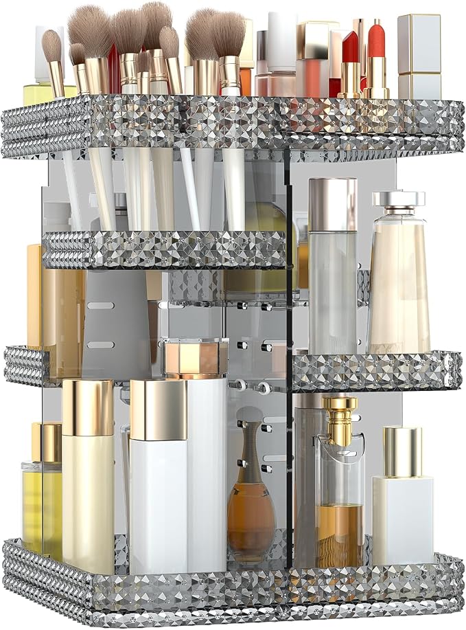 Rotating Makeup Organizer, Large Capacity Cosmetic Display Case, Acrylic by BOCONY