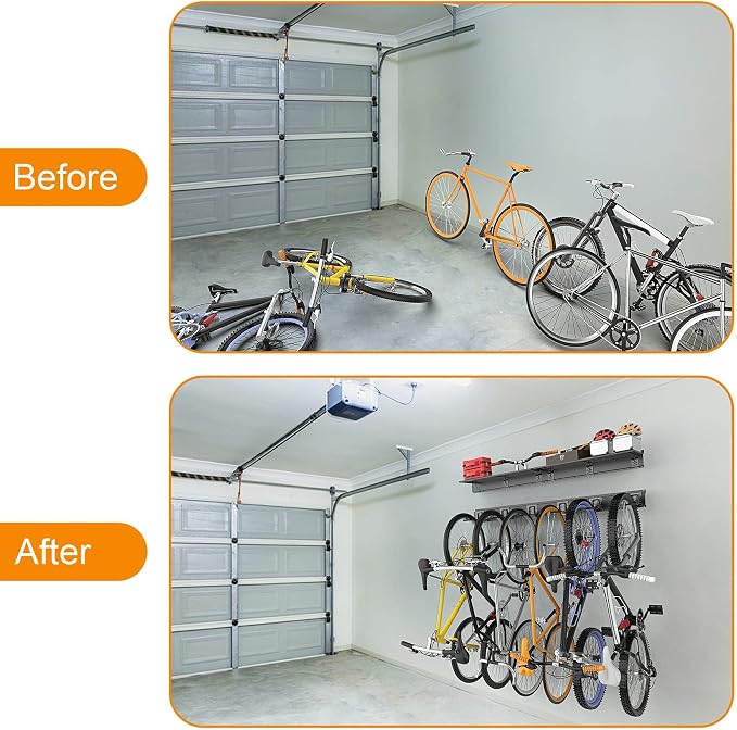 TORACK Bike Storage Rack with Shelf, 6 Bikes Hangers - Image 6