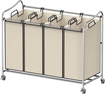 Simple Houseware 4-Bag Heavy Duty Rolling Laundry Sorter Cart by SimpleHouseware