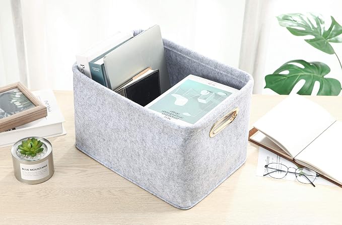 Collapsible Storage Bins Foldable Felt Fabric Storage Basket Organizer Boxes - Image 2