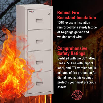FireKing Turtle Vertical 4 Drawer Legal and Letter Fire Safe File Cabinet - Image 3