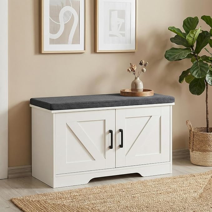 HOMSHO Farmhouse Shoe Storage Bench - Image 2