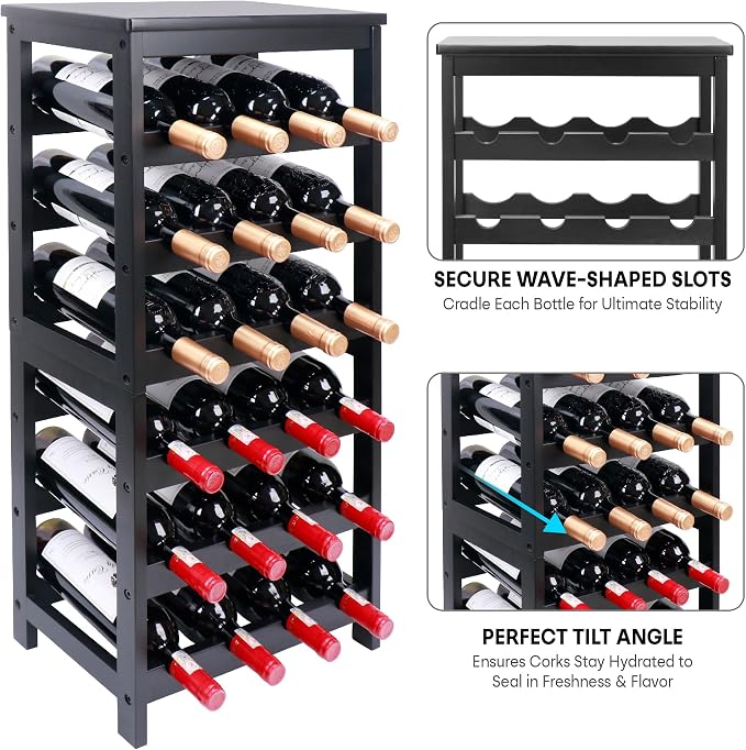 Wine Rack Free Standing Floor, 6-Tier 24 Bottles Display Wine Storage Shelves - Image 5