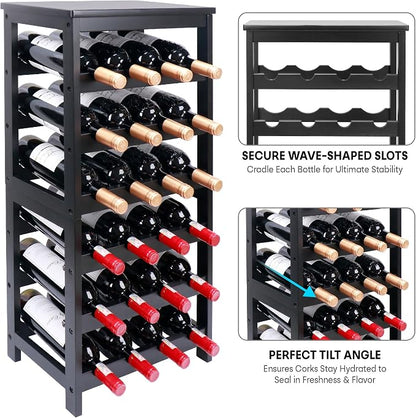 Wine Rack Free Standing Floor, 6-Tier 24 Bottles Display Wine Storage Shelves - Image 5