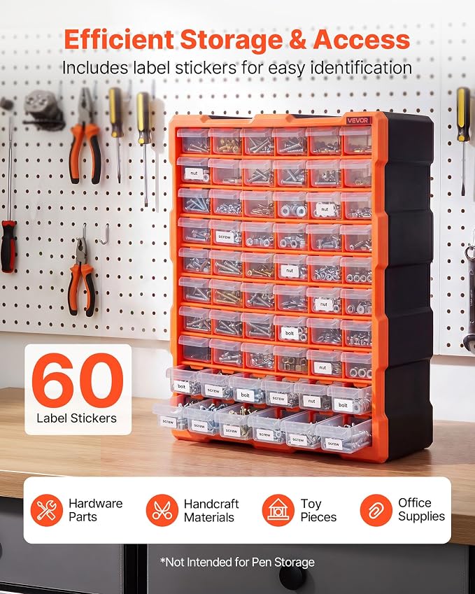 VEVOR 60-Drawer Storage Organizer, Drawer Storage Cabinet - Image 5