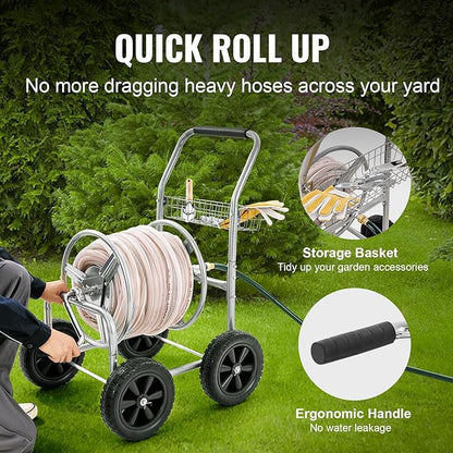 VEVOR Hose Reel Cart, 250 ft 5/8" Hose Capacity, 4 Wheels | Heavy Duty - Image 4