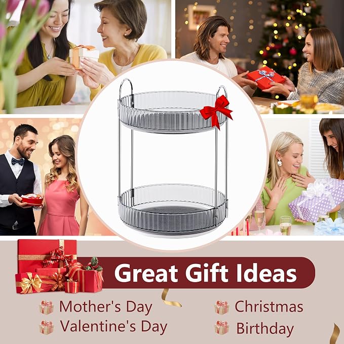 360° Rotating Makeup Organizer, Bathroom Make Up Spinning Holder Rack, Large - Image 6