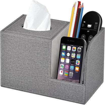 Square Tissue Box Cover Organizer, PU Leather Cube Tissue Box Holder by XNONE