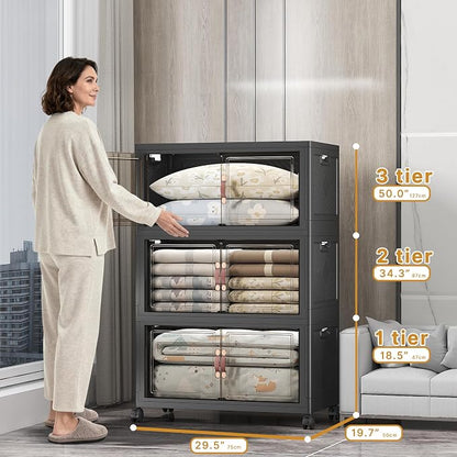 UAMFURI Stackable Storage Bins, 525QT Collapsible Drawers - Image 2