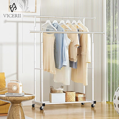 VICERII Double Clothing Rack, 55.51 Inch Garment Rack - Image 2