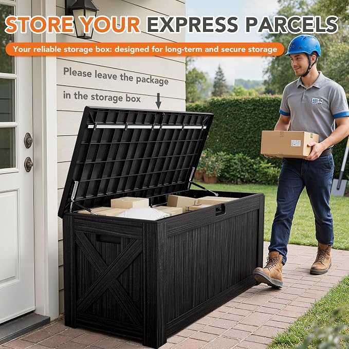 130 Gallon Deck Box Outdoor Indoor Waterproof Storage Box - Image 4