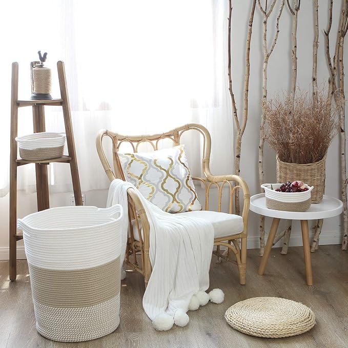 Sea Team Large Size Cotton Rope Woven Storage Basket - Image 3
