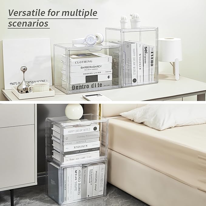LXLXXL Cube Storage Organizer Acrylic Book Case Display Case Box Stackable Book - Image 2