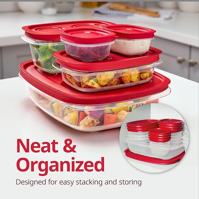Rubbermaid EasyStore Rectangle, and Round Containers, 34-Piece Set, Food - Image 2