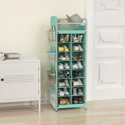 Simple Houseware 16 Cube Shoe Stand Tower Rack 8 Tier, Turquoise | Top Shelf - Image 2