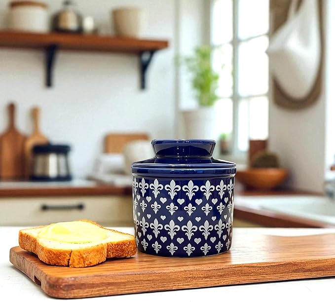 Butter Crock with Lid for Countertop, Butter Keeper Crock with Water, French - Image 3
