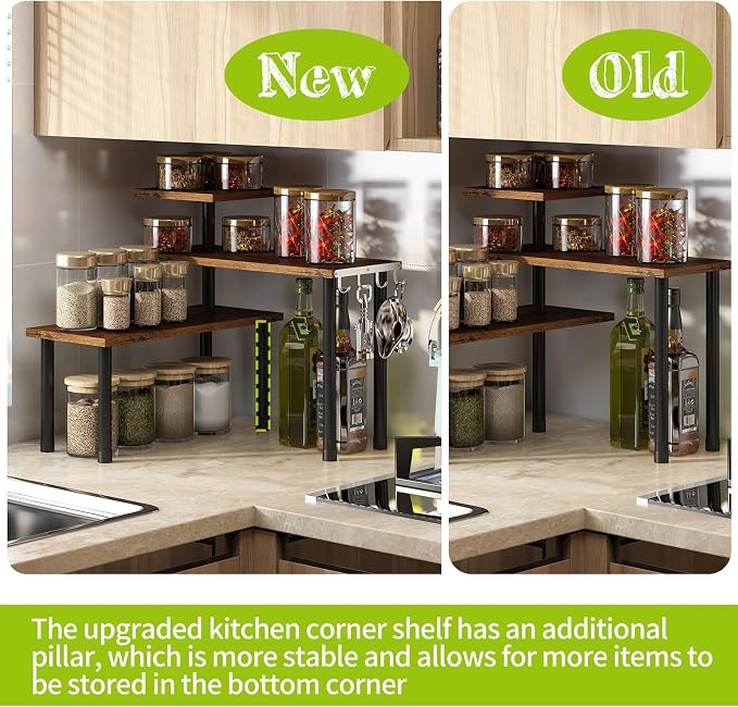 BMOSU Kitchen Corner Shelf Countertop Organizer - Image 4