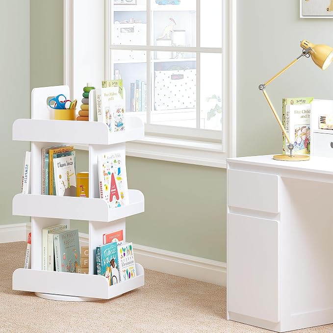 Spirich Kids Rotating Bookshelf Tower, Spinning Bookcase - Image 6