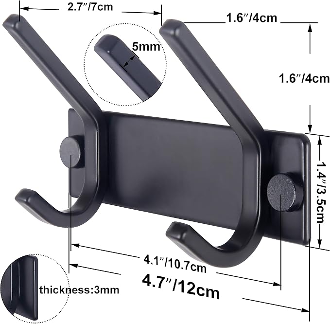 WEBI Coat Rack Wall Mounted, 2 Coat Hooks - Image 2