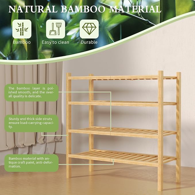 ROMGUAR CRAFT 4 Tier Bamboo Shoe Rack - Image 5
