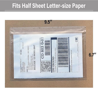 BEUYI Clear 9.5'' x 6.7'' Adhesive Shipping Label Pouches/Sleeves, Plastic - Image 3