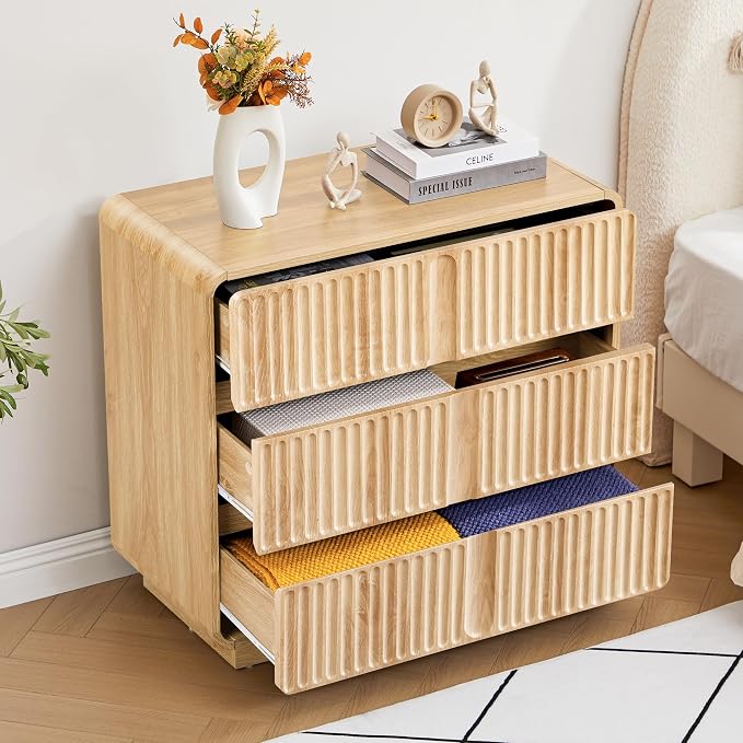 Turtle&Myrtle Fluted 3 Drawer Dressers - Image 4