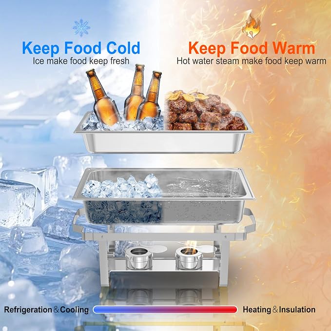 Chafing Dishes for Buffet 2 Pack, 11QT Stainless Steel Food Warmers for Parties - Image 5