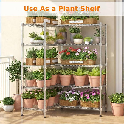 Homdox 5-Tier Adjustable Metal Storage Shelves, Space-Saving Corner Rack - Image 6