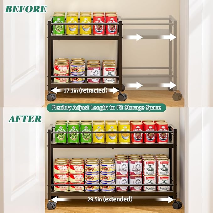 2-Tier Expandable Rolling Pantry Cart - Image 5