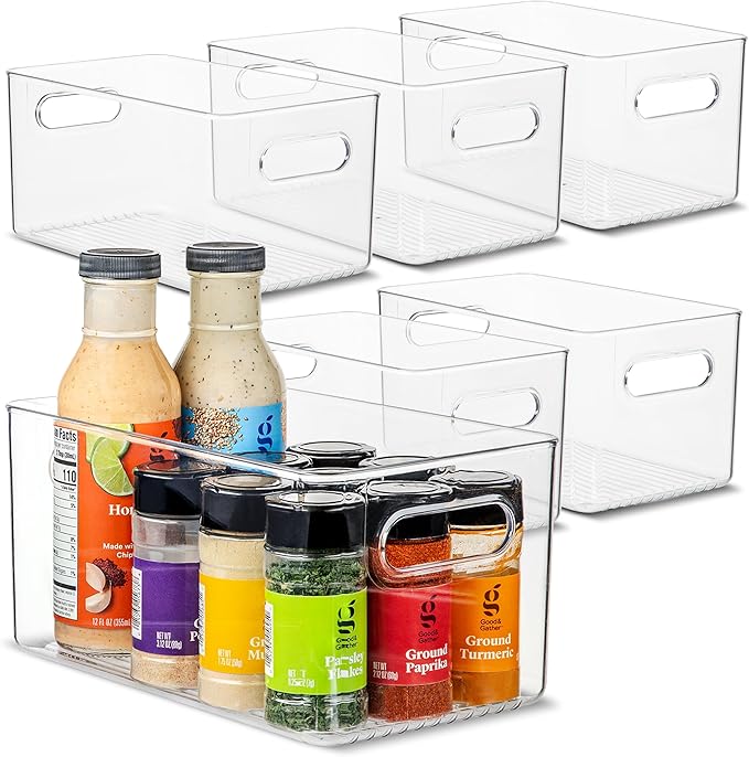 primebox Plastic Food Storage 6 Pack Clear Container Bin by primebox
