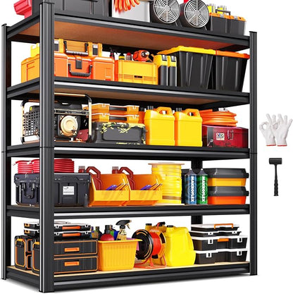 Storage Shelves, Adjustable Shelving Unit, 5T Wood Garage Shelving, Heavy Duty by KORVENA