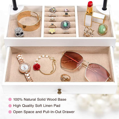 Emfogo Jewelry Organizer Stand Wood Basic Jewelry Drawer Storage Box - Image 5