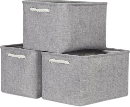 Bidtakay Storage Baskets Gray 3 Pack Shelf Baskets Collapsible Storage Bins by BidtakayBaskets